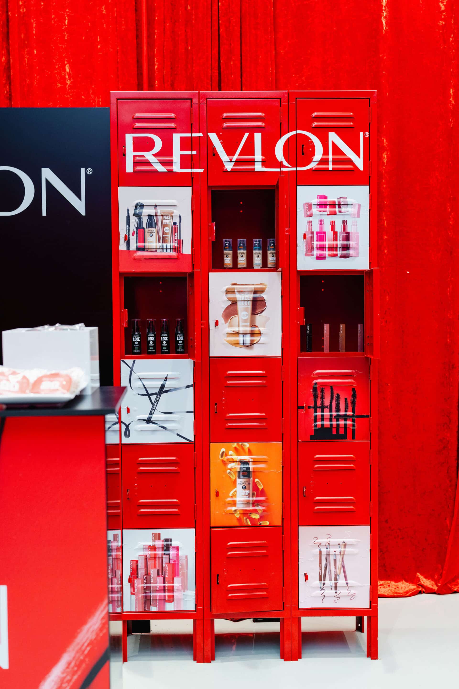 20250425-17 Revlon Hockey Themed Brand Activation - Welcome desk with locker product display