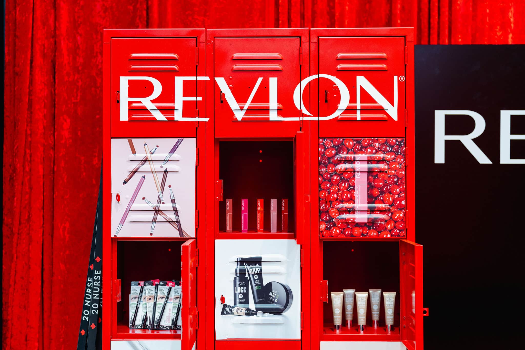 20250425-30 Revlon Hockey Themed Brand Activation - Welcome desk with locker product display
