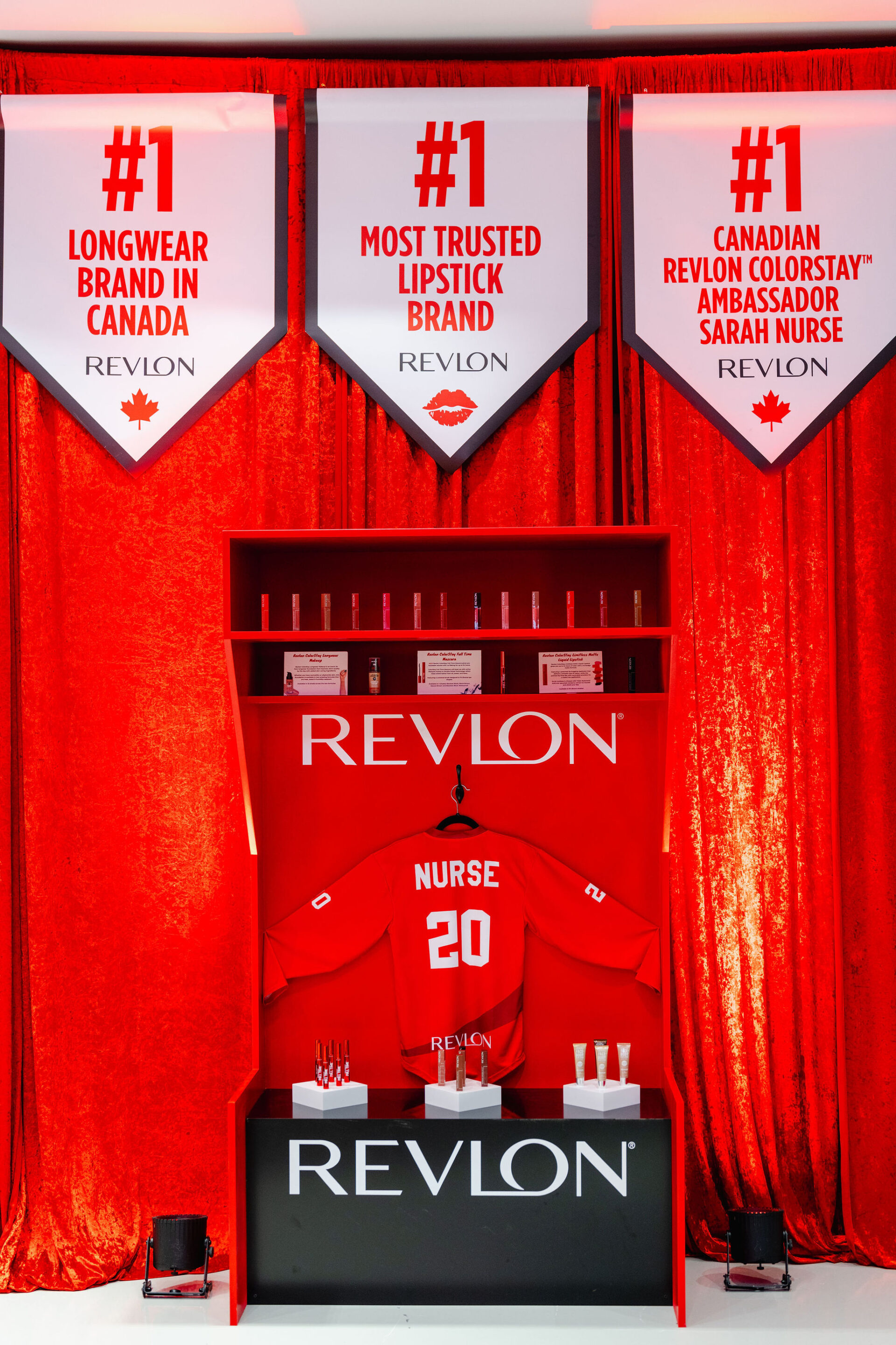 Player Locker for Sarah Nurse - Revlon ColorStay Sports and Hockey themed Brand Activation 