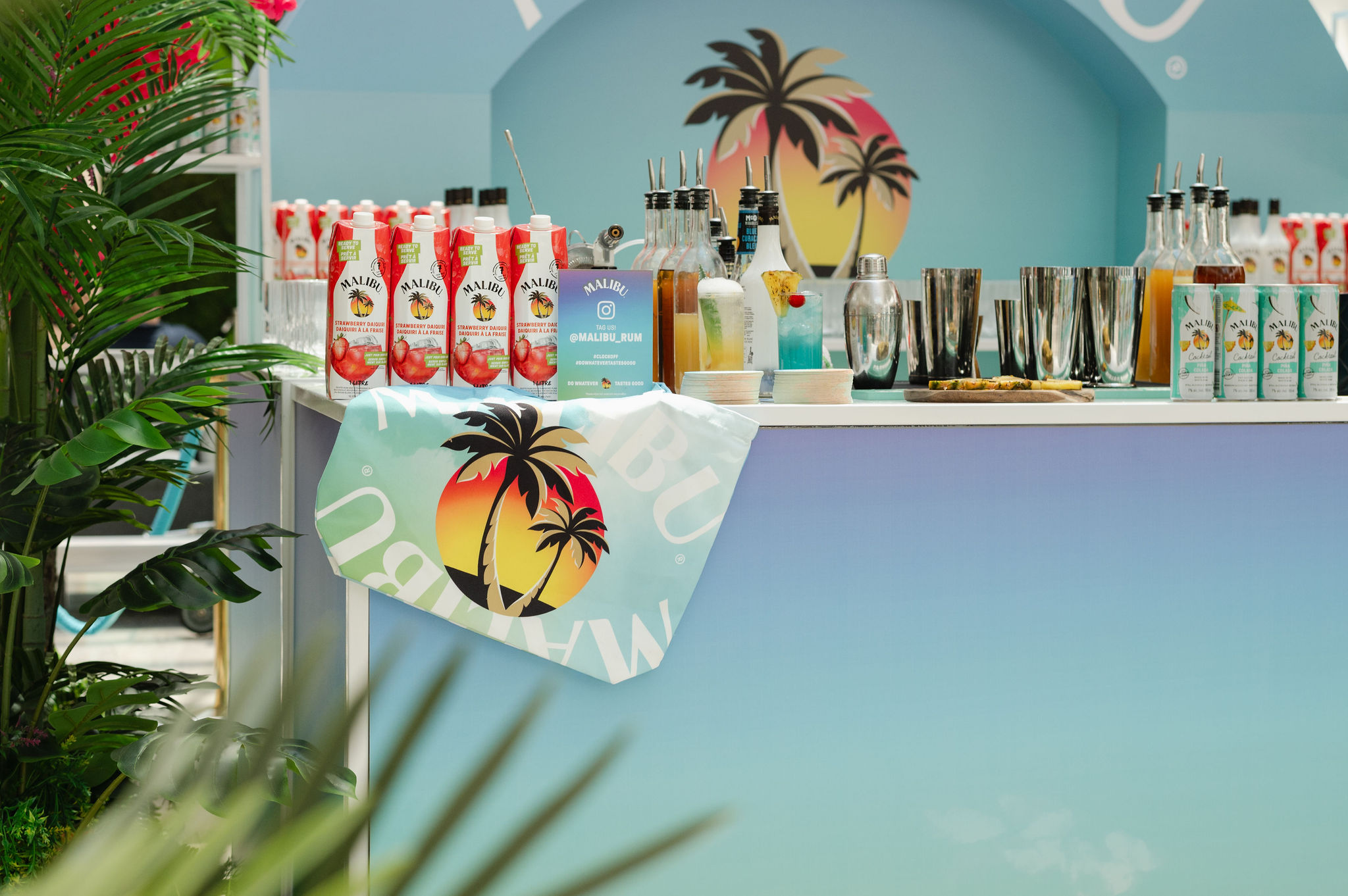 Malibu Brand Activation elevator pop up bar
