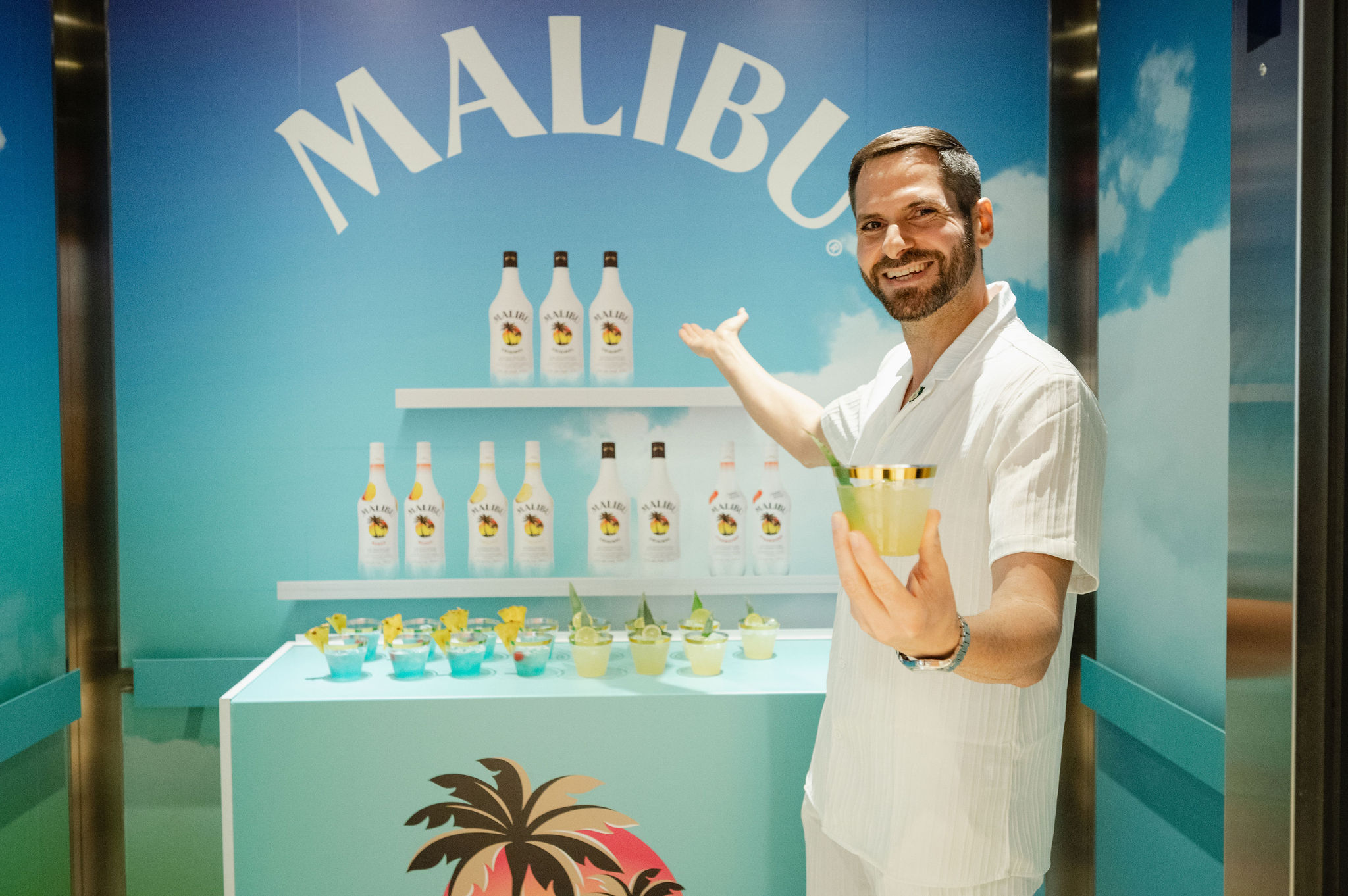 Malibu Brand Activation elevator pop up bar