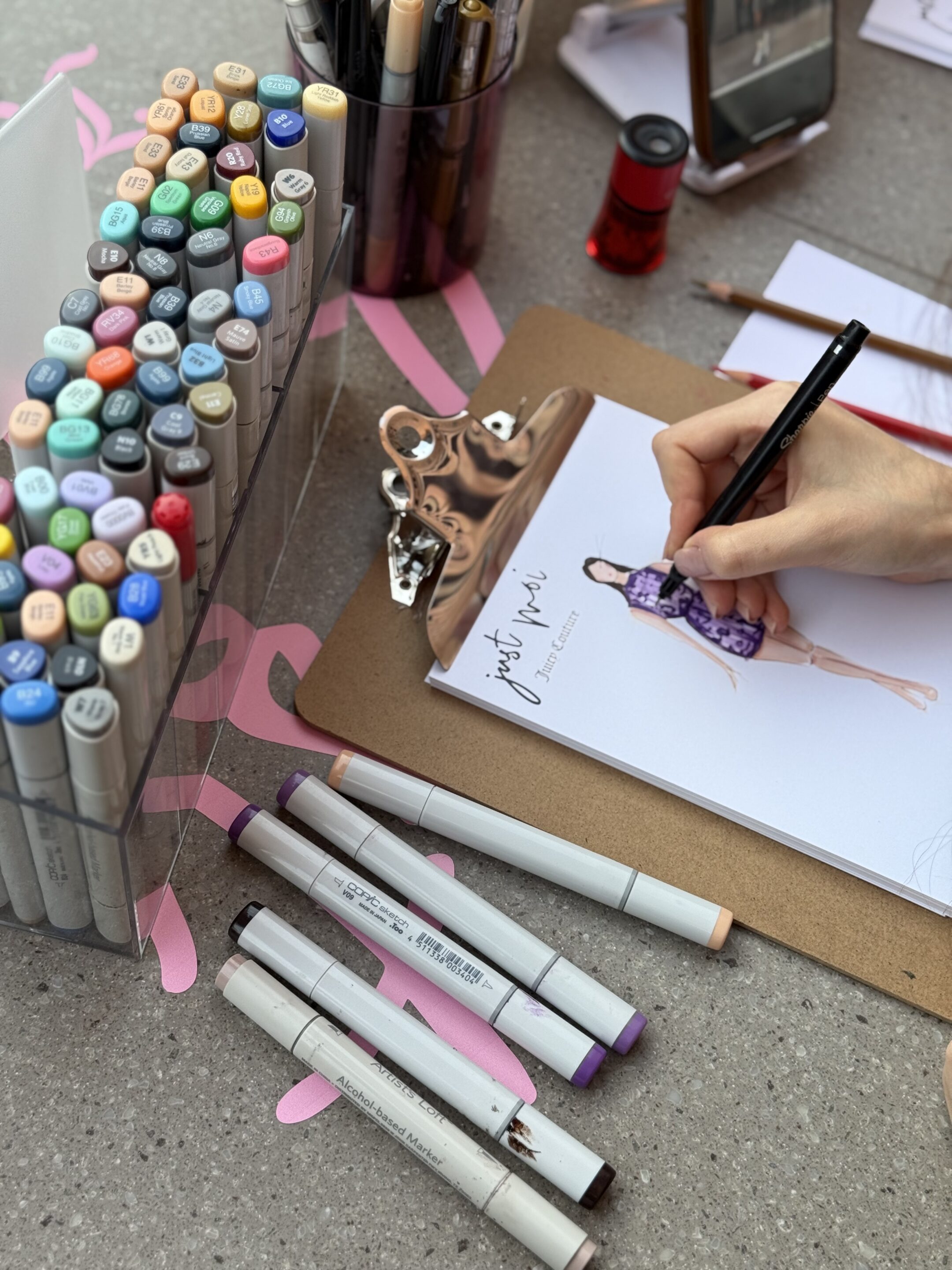 Juicy Couture Just Moi fragrance brand activation - fashion illustrator